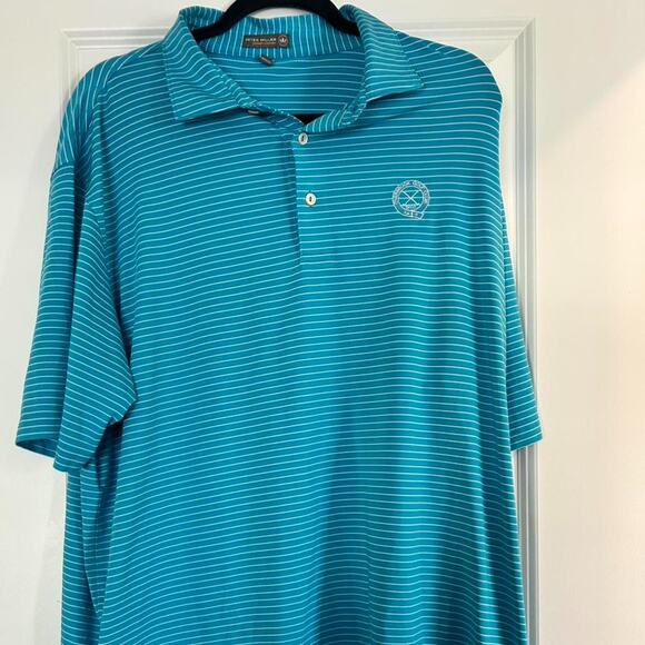 Peter Millar Other - Peter Millar Golf Polo Shirt Mens XL Blue White Striped Performance Excellent
